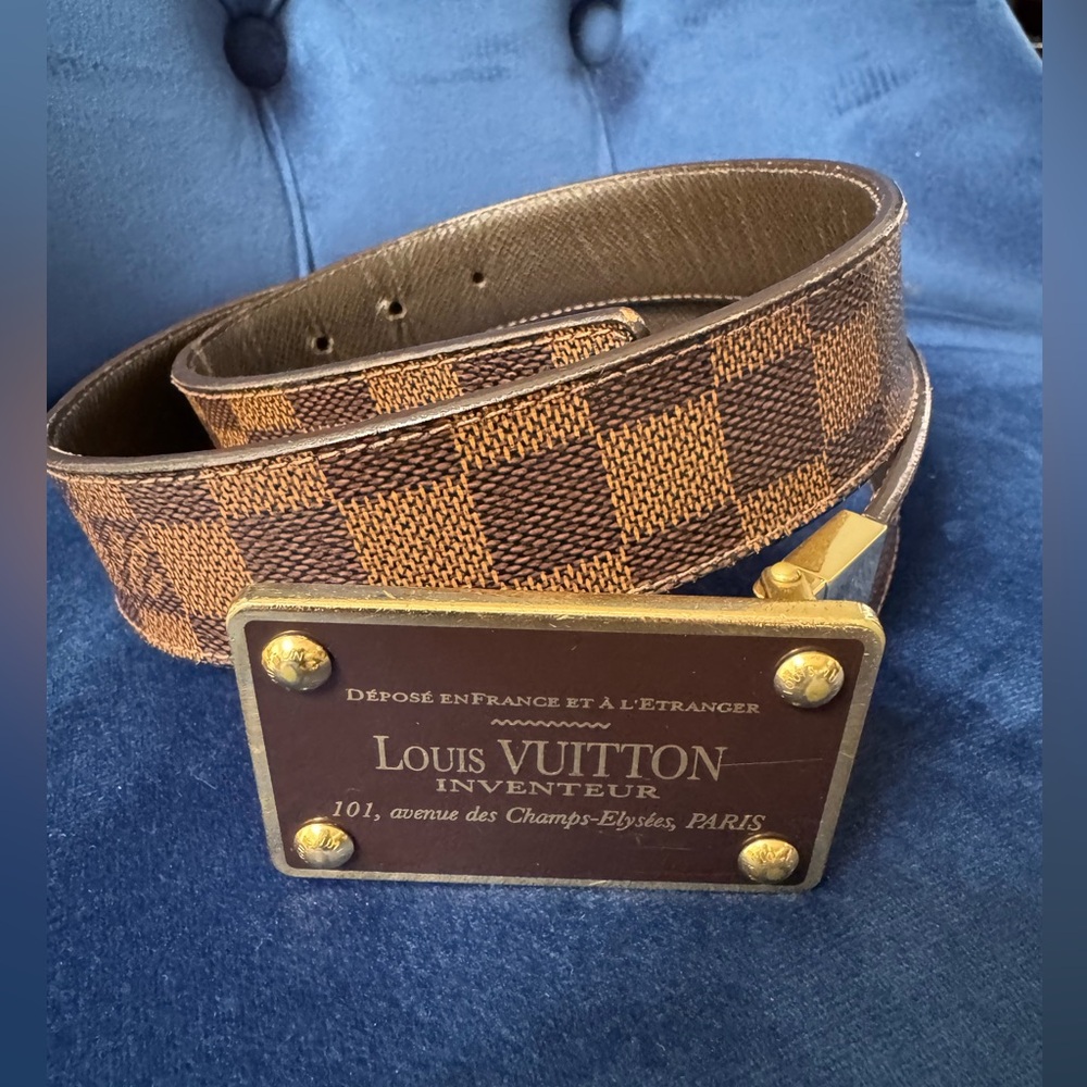 Louis Vuitton Brown Checkered Men's Belt - see pic for size